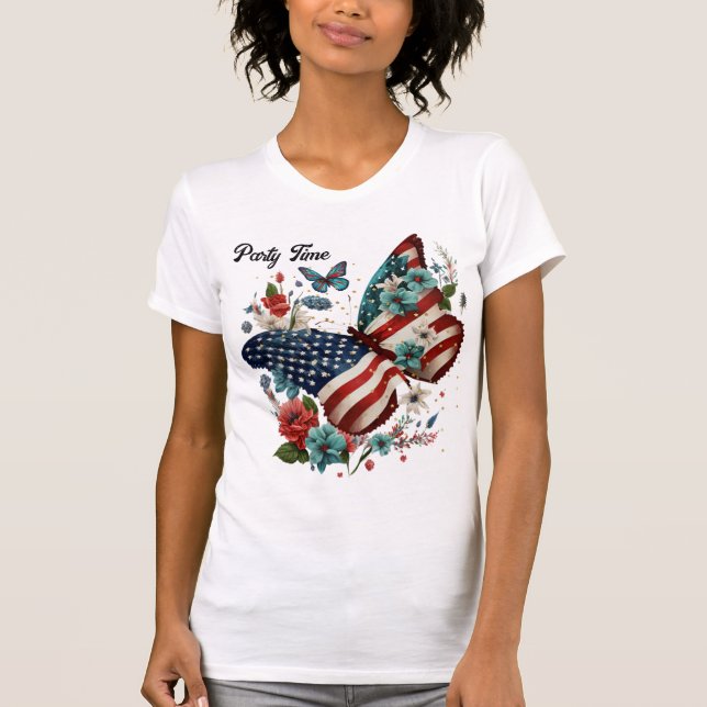 4th of July Tee Shirt with Butterfly (Front)