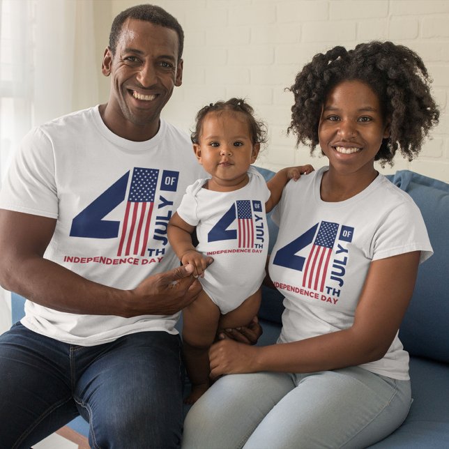 4th of July Text Design Red White and Blue T-Shirt (Creator Uploaded)