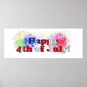 4th of July Text With Fireworks (1) Poster