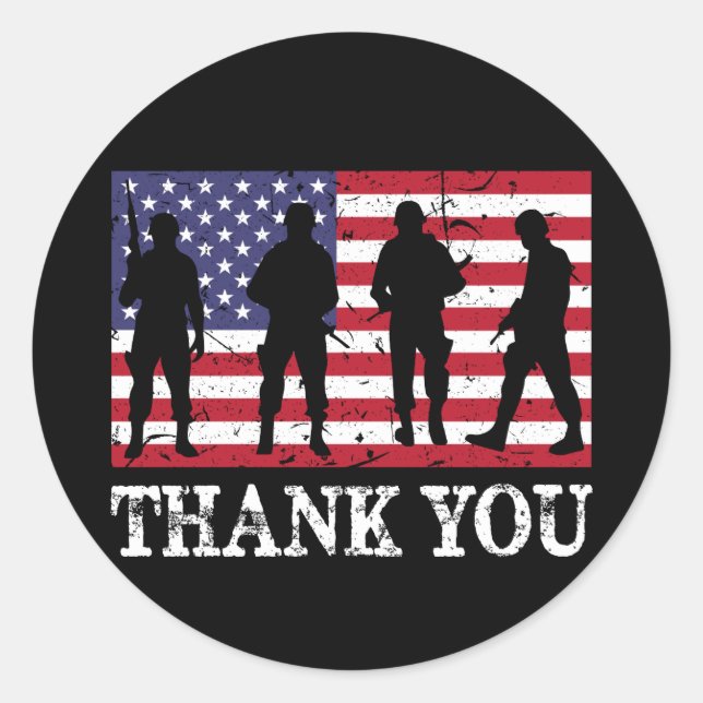 4th Of July Thank You Veteran Classic Round Sticker (Front)