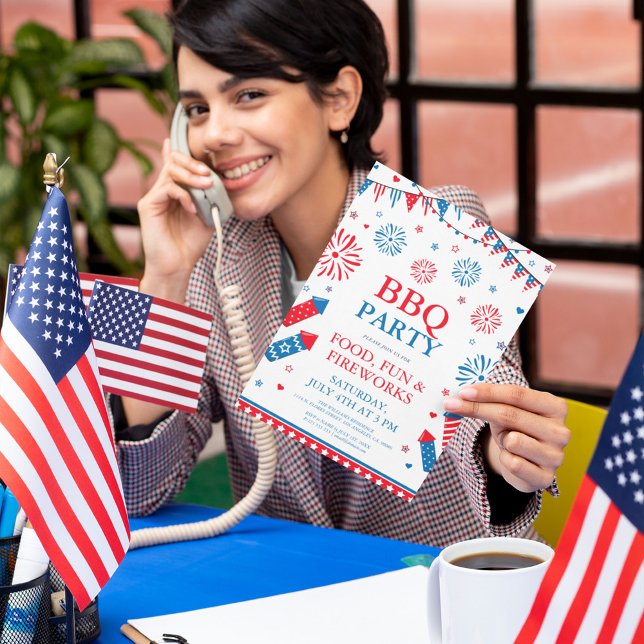 4th of July Theme Celebration Invitation (Join us for food fun and fireworks)