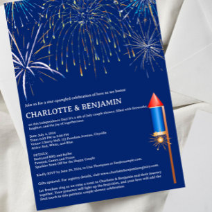  4th of July Theme Couple Shower Invitation
