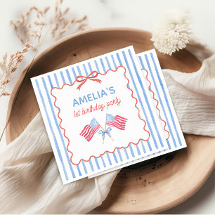 4th of July Themed Girl Birthday Napkins