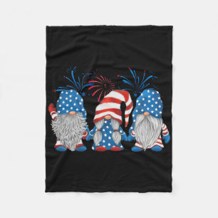 4th Of July Three Gnomes American Gnome Independen Fleece Blanket