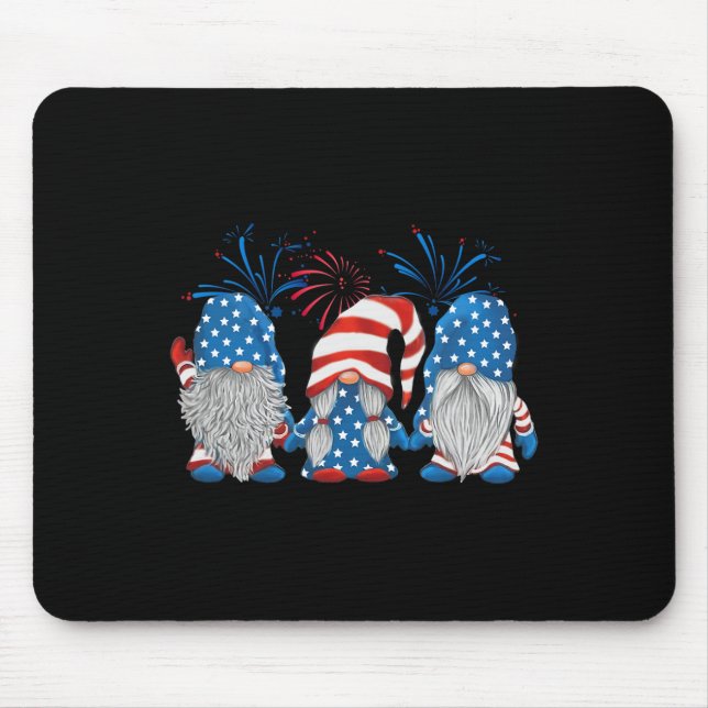 4th Of July Three Gnomes American Gnome Independen Mouse Pad (Front)