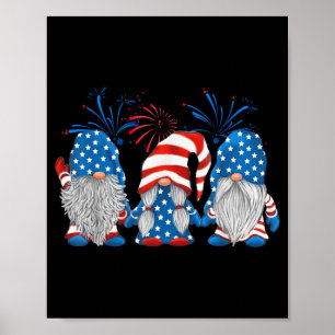 4th of July Three Gnomes American Gnome Poster