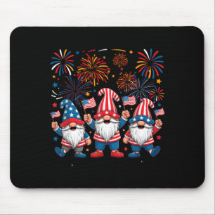 4th Of July Three Gnomes Celebrating USA Mouse Pad