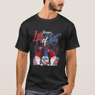 4th Of July Three Gnomes Proud American Flag Patri T-Shirt
