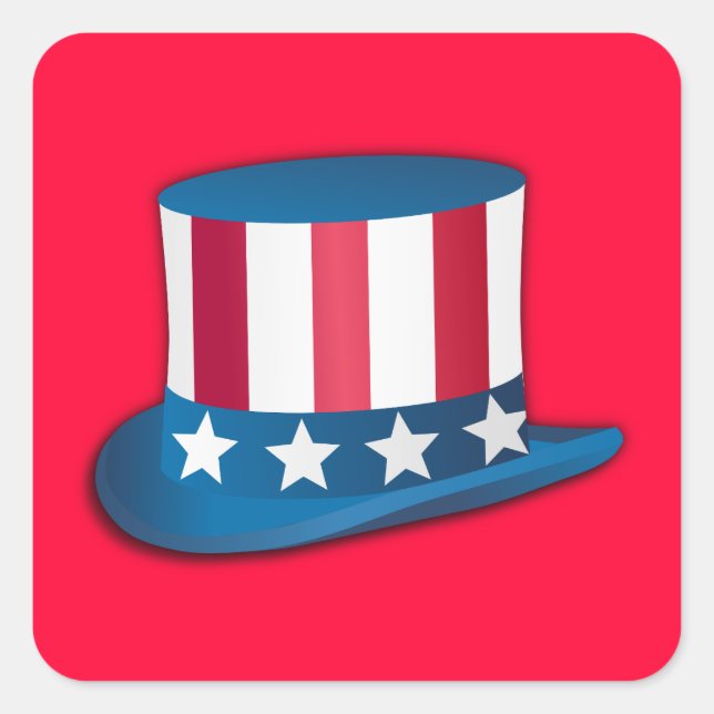 4th of July Top Hat Square Sticker (Front)