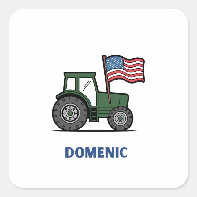 4th of July Tractor Bib  Square Sticker (Front)