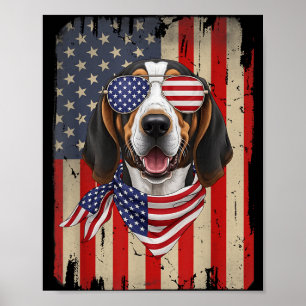 4th Of July Treeing Walker Coonhound Dog Aamerican Poster