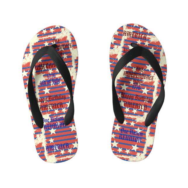 4th of July Trendy Patriotic Design Kid's Thongs (Footbed)