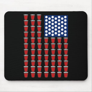 4th Of July Trendy Red Solo Cup Beer Pong Usa Flag Mouse Pad