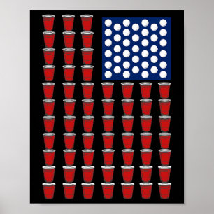 4th Of July Trendy Red Solo Cup Beer Pong Usa Flag Poster