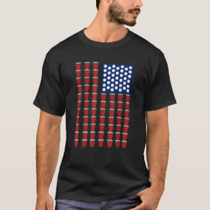 4th Of July Trendy Red Solo Cup Beer Pong USA Flag T-Shirt