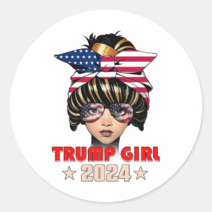 4th Of July Trump 45 47 Trump Girl Classic Round Sticker