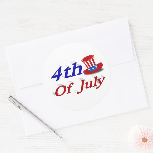4th of July Uncle Sam Classic Round Sticker (Envelope)