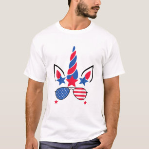 4Th Of July Unicorn American Flag Patriotic T-Shirt