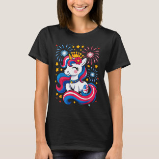 4th Of July Unicorn Girls Kids Toddler Cute Americ T-Shirt