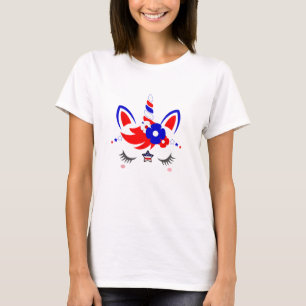 4th of July Unicorn Top Funny Cute Patriotic Women
