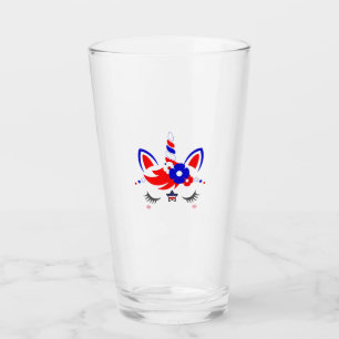 4th of July Unicorn Top Funny Cute Patriotic Women Glass