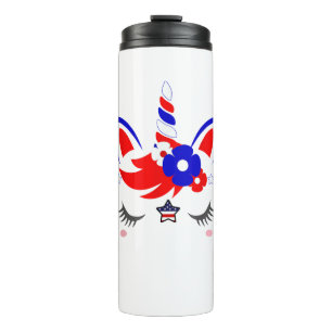 4th of July Unicorn Top Funny Cute Patriotic Women Thermal Tumbler