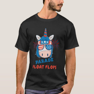 4Th Of July Unicorn Usa Parade Float Flops T-Shirt