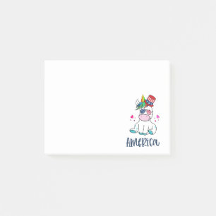 4th of July Unicorn with USA Flag Sun Glasses Post-it Notes