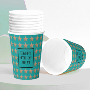 4th of July Unique Copper and Turquoise  Paper Cups