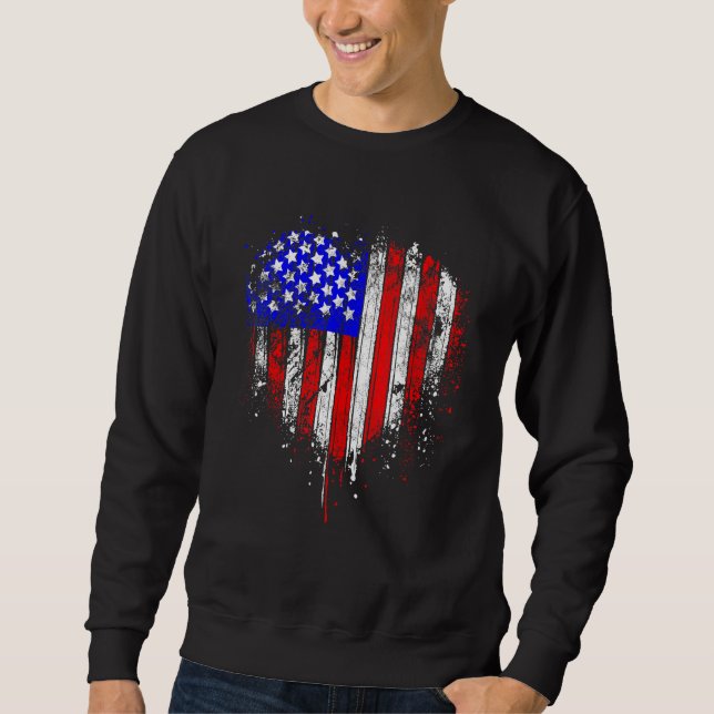 4th Of July Us American Flag Heart For Independenc Sweatshirt (Front)