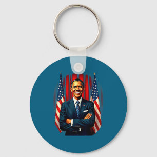 4th Of July Us Flag 44th President Barack Obama T- Key Ring
