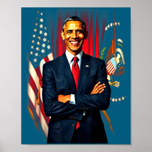 4th Of July Us Flag 44th President Barack Obama T- Poster