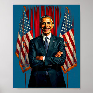 4th Of July Us Flag 44th President Barack Obama T- Poster