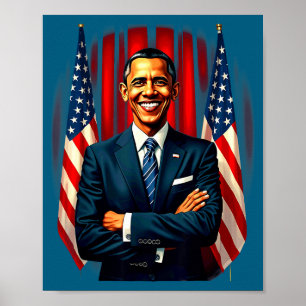 4th Of July Us Flag 44th President Barack Obama T- Poster