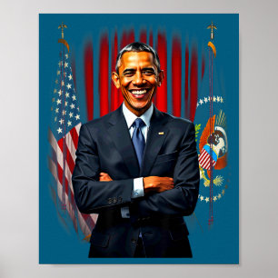 4th Of July Us Flag 44th President Barack Obama T- Poster