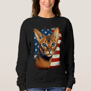4th Of July US Flag Abyssinian Cat 1 Sweatshirt