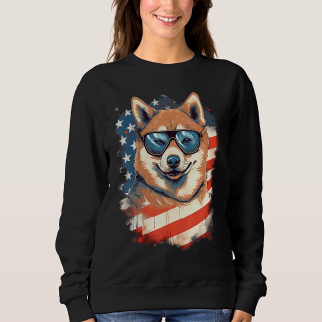 4th Of July US Flag Akita Dog 2 Sweatshirt (Front)