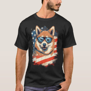 4th Of July US Flag Akita Dog 2 T-Shirt