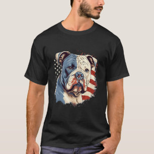 4th Of July US Flag American Bully Dog T-Shirt