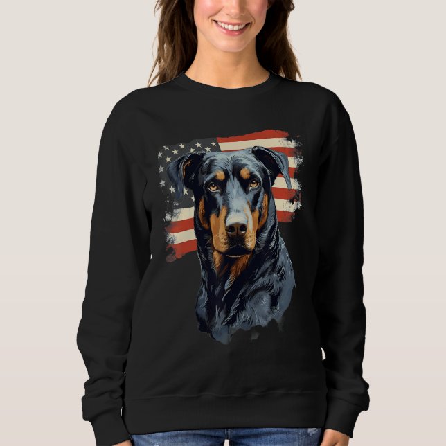 4th Of July US Flag Beauceron Dog Sweatshirt (Front)