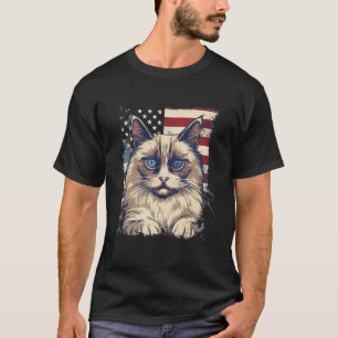 4th Of July US Flag Birman Cat T-Shirt