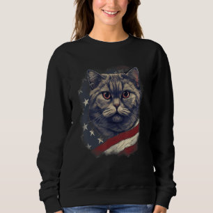 4th Of July US Flag British Shorthair Cat Sweatshirt