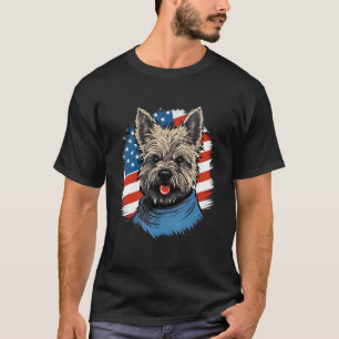 4th Of July US Flag Cairn Terrier Dog T-Shirt