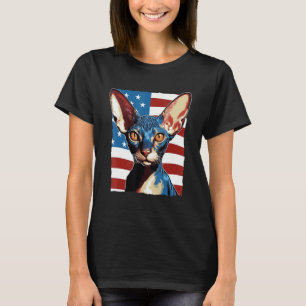 4th Of July US Flag Cornish Rex Cat 1 T-Shirt
