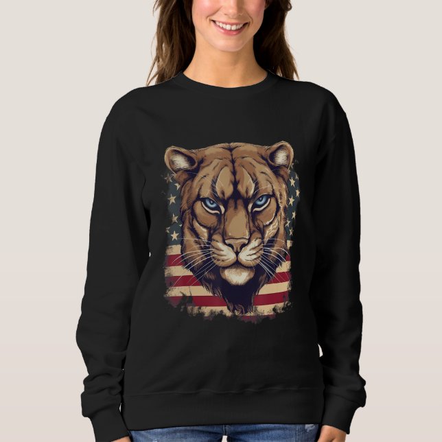 4th Of July US Flag Cougar Sweatshirt (Front)