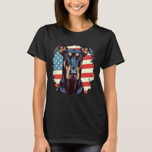 4th Of July US Flag Doberman Dog T-Shirt