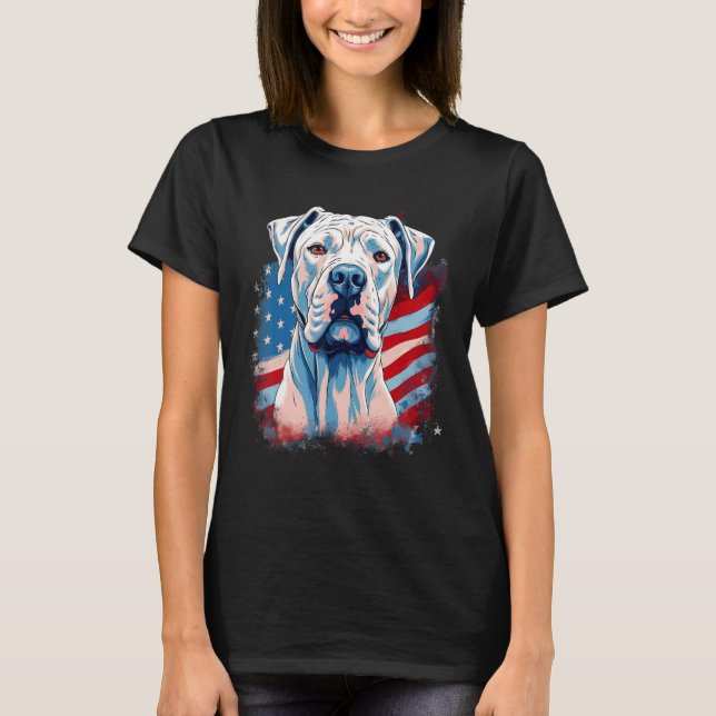 4th Of July US Flag Dogo Argentino Dog 1 T-Shirt (Front)