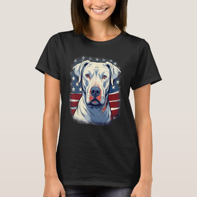 4th Of July US Flag Dogo Argentino Dog T-Shirt (Front)