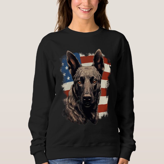 4th Of July US Flag Dutch Shepherd Dog 1 Sweatshirt (Front)