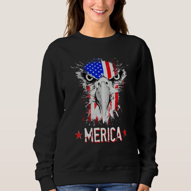 4th of July US flag eagle MErica land of the free  Sweatshirt (Front)